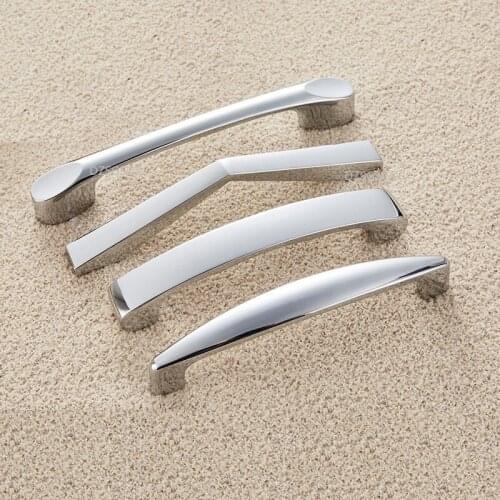 Door Dresser Pull Drawer Kitchen Knob Zinc Alloy Mirror Cabinet Cupboard Handle Modern Silver Sliding door Hardware