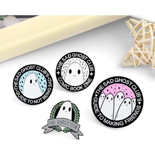 THE SAD GHOST CLUB`S Star enamel pin badge cute and changeable sad Emoticons comlc book pin brooch animal jewelry friends gifts