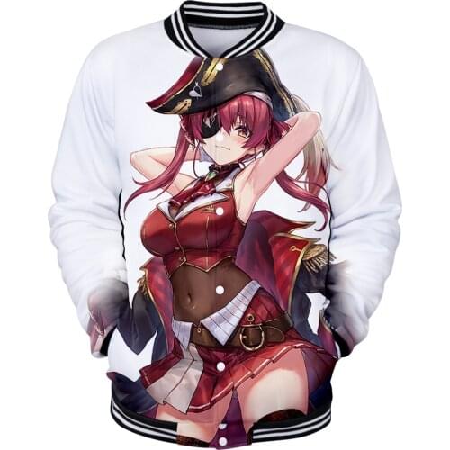 HOLOLIVE VTuber Houshou Marine 3D autumn winter Holiday Men/Women casual Baseball Uniform Streetwear Kawaii Style sweatshirt