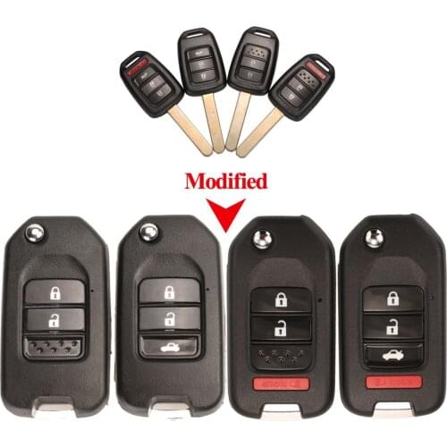 Jingyuqin Flip Remote Car Key Shell For Honda GREIZ Civic City XRV Vezel 2/3 Buttons Folding Key Blank Case Replacement Styling