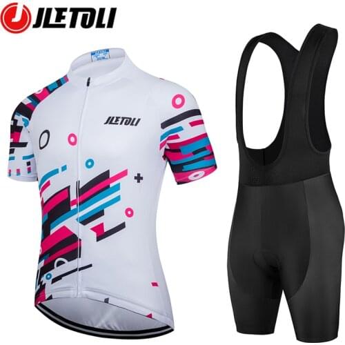 JLETOLI Summer Cycling Jersey Women Breathable Sport Bicycle Jerseys Set Womens Short Sleeve Bike Jersey Anti-slip Mtb Clothing