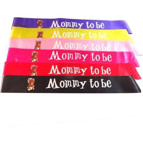 3pcs Mom mommy to be Colorful satin baby shower ribbon 6 colors party sash white printing bear pattern event party supplies