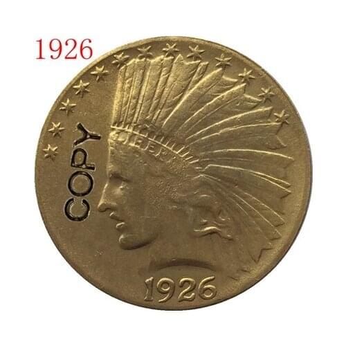24- K gold plated 1926 Indian head $10 gold coin COPY