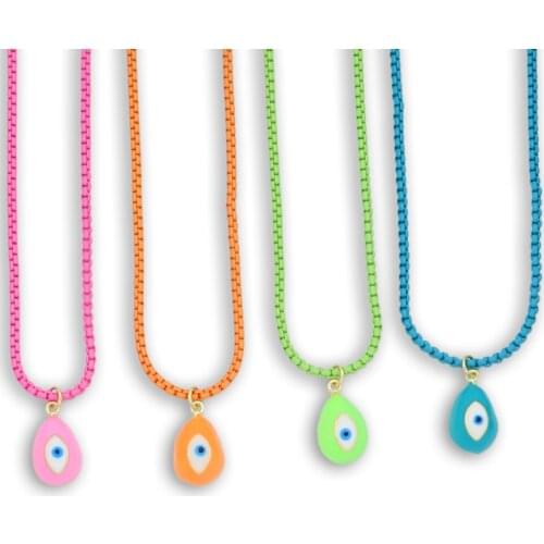 Colorful Enamel Evil Eye Jewelry Fashion Multicolor Pendants Lobster Clasp Adjustable Necklace For Women collar de mal de ojo