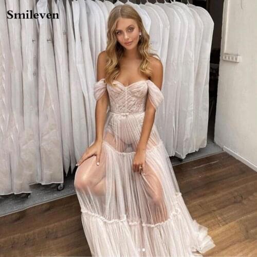 Smileven Lace Boho Wedding Dress Off Shoulder Bridal Gown Sexy Beach Wedding Dresses Sweetheart Wedding Gowns Robe de mariage