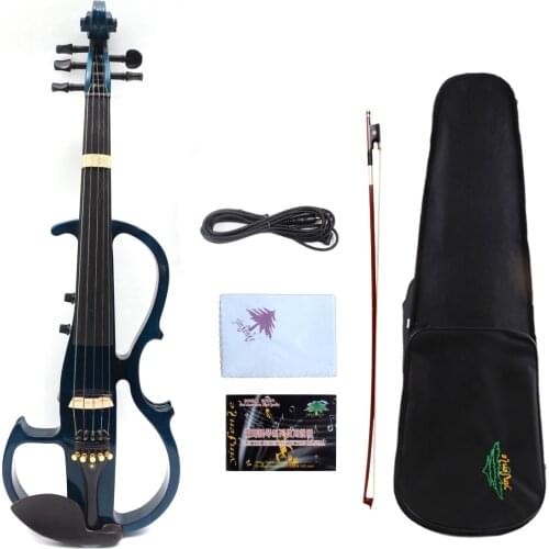 New black 4 string 16'' Electric Viola Silent Solid Wood Body Powerful Sound Case Bow