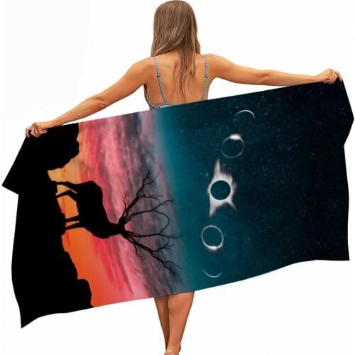 Deer Mikrofaser Pool Strand Handtuch Tragbare Schnell Trockenen Sand Outdoor Reise Schwimmen Decke Dünne Yoga Matte