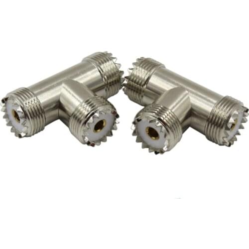 1PCS UHF 3 Way Adapter Socket T-Type UHF Female To 2 Dual UHF Female PL259 SO239 RF Coaxial Connector