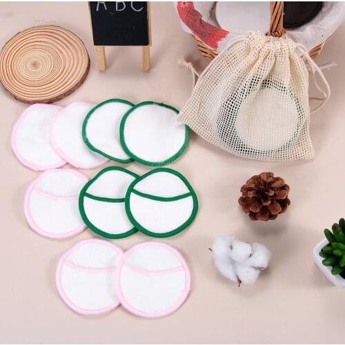 5Pcs/bag Reusable Bamboo Cotton Make Up Remover Pad Make Up Washable Rounds Facial Cleansing Pads Portable with Laundry Bag