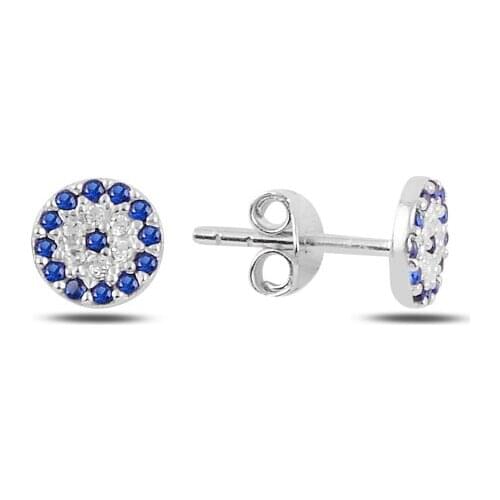 Silver 925 Sterling Society Eye Zircon Stone Earrings