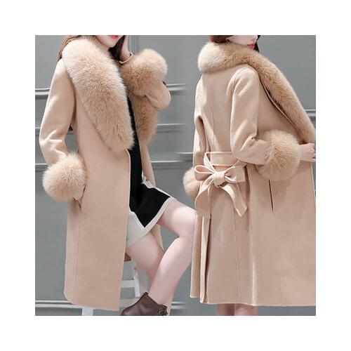 Woolen coat winter coat women Korean version of the self-cultivation large fur collar jackets Wool-Coat Jacket Parka