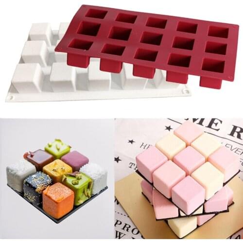 15 Grids Cube Silicone Chocolate Cake Mold Square Cube Shaped Cake Moulds Food Grade Silicone Baking Tools