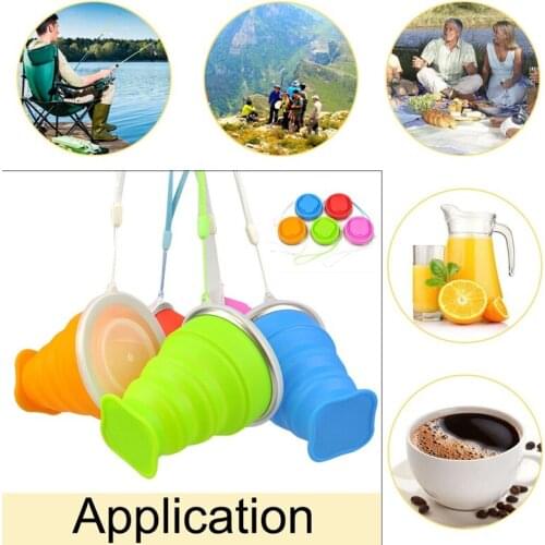 Silicone retractable folding cup 1 collapsible travel camping 200ml