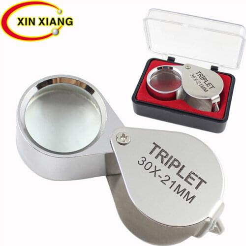 Foldable Mini Jeweler Magnifier 10X 20X 30X Metal Magnifying Glass For Jewelers Silver Jewelry Loupe Portable Pocket Microscope