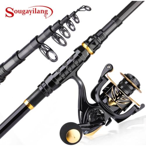 Sougayilang Fishing Rod Combo 1.8-3.6M Carbon Fiber Telescopic Fishing Rod Set Travel Stick Carp Bass Pike Feeder Rod Full Kit