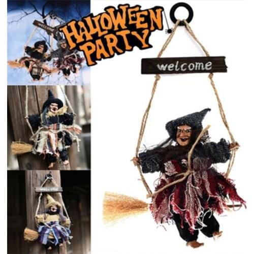 Halloween Witch Decoration Halloween Bar Decor Hanging Flying Broomstick Witch Pendant Gift Ghost Festival Props Scary Doll New