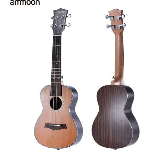 Ammoon 24" Ukelele 18 Frets 4 Strings Korean Pine Acoustic Concert Ukulele Uke Wooden Okoume Neck Rosewood Fretboard