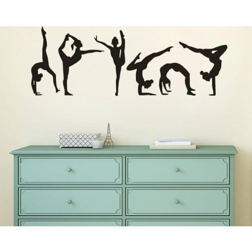 Six Dance Girls Gymnastics Wall Sticker Sport Wall Decals Vinyl Art Mural For Home Girls Kids Room Decoration Wall Decoration