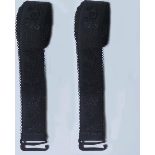 Women 1.8cm width slip bra straps adjustable elastic bra strap with metal clips 1 pair