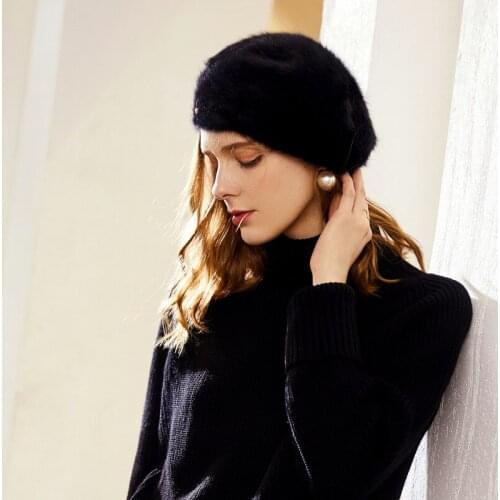 H7673 Women Beret Hat Autumn Winter Fashion Rabbit Hair Warm Cap Female Outdoor Travel Simple High Quality Casual French Caps