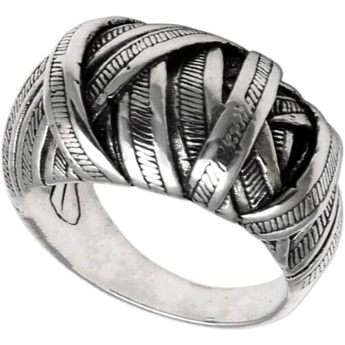 Milangirl Retro Bandage Pharaoh Crisscross Ring Personality Ancient Silver Color Creative Party Women Holiday Gift Ring