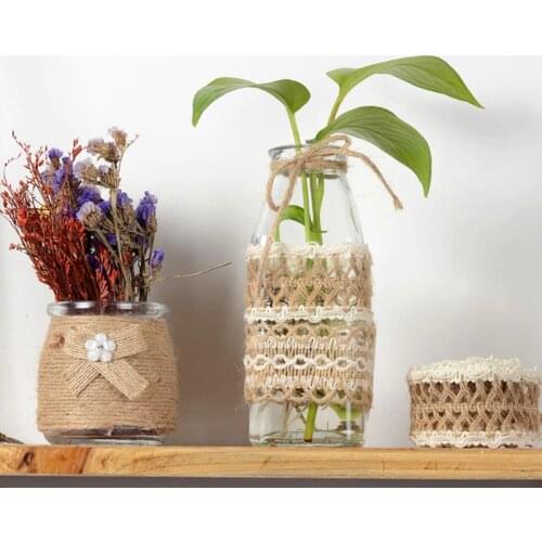 2 Meters/Roll Natural Jute Burlap Ribbon Hessian Lace Jute Roll For Rustic Wedding Decoration Christmas Party Supplies