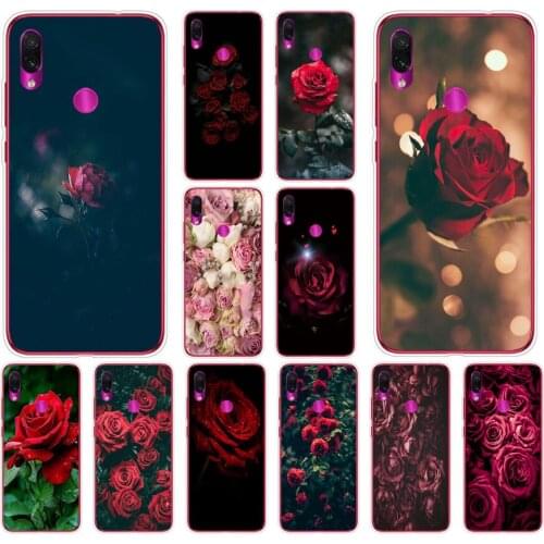 27AS Red Rose Print Soft Silicone Tpu Cover phone Case for Xiaomi Redmi 7 7A 8 8A 9 9A Note 7 8 8T 9 Pro case