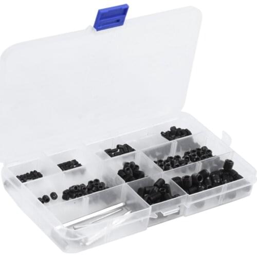 300pcs M3 M4 M5 M6 M8 Hex Head Socket Hex Grub Screw Set Assortment Kit 12.9 Class Black Alloy Steel