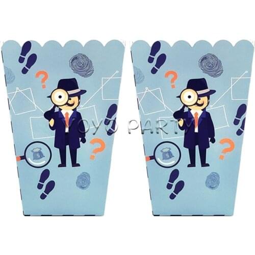 6pcs Popcorn Box For Kids Detective Spy Secret Agent Theme Birthday Party Baby Shower Party Supplies Gift Bag Snack Decoration