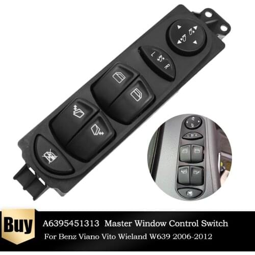 6395451313 Front Left Driver Side Power Master Window Control Switch Regulator for Benz Viano Vito W639 2006-2012 A6395451313