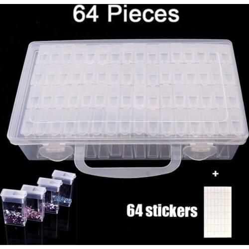 64pcs Plastic 5d Diamond Painting Accessories with Bottles Container Storage Box Diamant Painting Holder Daimond painting Box
