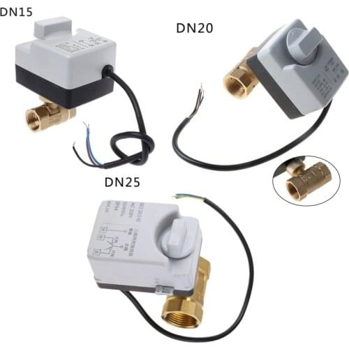 AC220V DN15 DN20 DN25 2 Way 3 Wires Brass Motorized Ball Valve Electric Actuato With Manual Switch