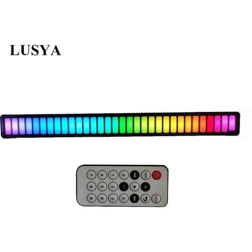 LUSYA 2000mAH Battery RGB Music Rhythm Ambient Light with 32 LED Audio Display for Car Home
