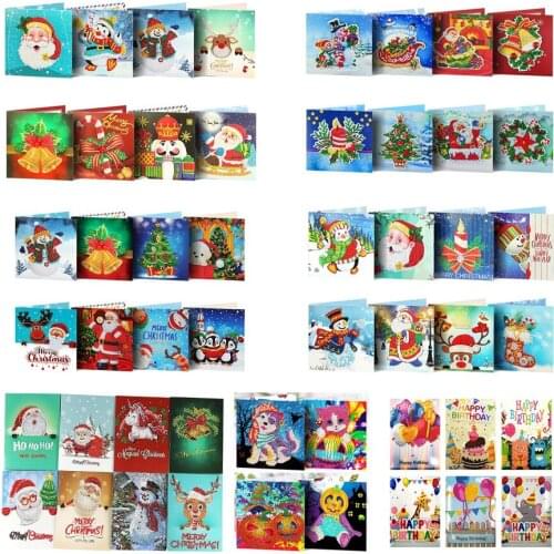 5D DIY Diamond Mosaic Greeting Cards Christmas Birthday Halloween Diamond Painting Kit Embroidery Birthday Gift Home Decoration