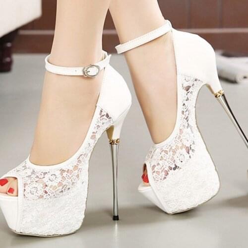 Womens Shoes Sandals Lace Buckle Strap Thin Heels 16.5CM Sexy Sandals Wedding Shoes Steel Tube Dancing Girl Stripper Shoe