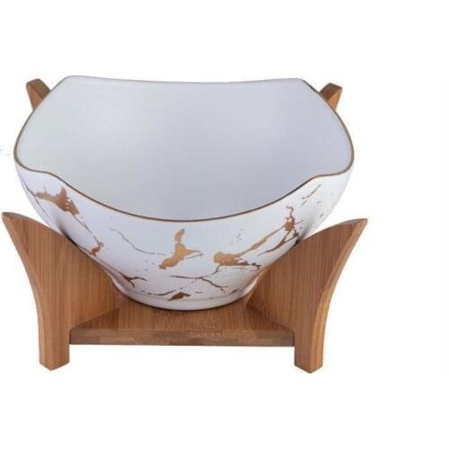 Household Square Fruit Salad Bowl Snack Fruit Plate Tableware Creative Ceramic Marbled Dessert Bowl Kitchen Restaurant Supplies