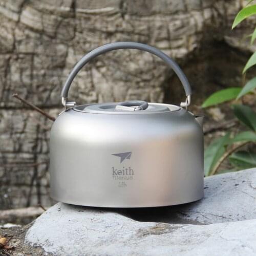 Keith Outdoor Camping Kettle Coffee Tea Pot Ultralight Camp Equipment Titanium Kettle 1L