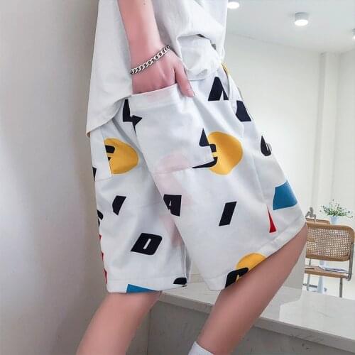 Black/White Boardshorts Men Fashion Printed Casual Shorts Streetwear Drawstring Straight Male Beach Short Pants