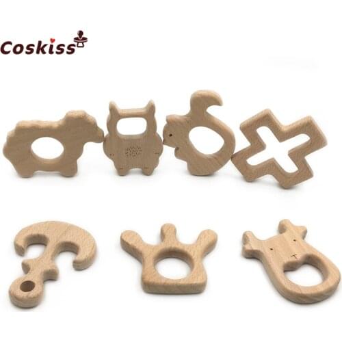 DIY Wooden Personalized Pendent Organic Beech Wooden Crafts Natural Handmade Baby Wooden Teether For Baby Teething Nursing Toy