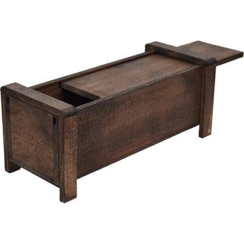 Wooden Organizer Lidded Case House Organizer Wooden Box With Lid Width 14 cm Length 37 cm Height 14 cm Walnut Color