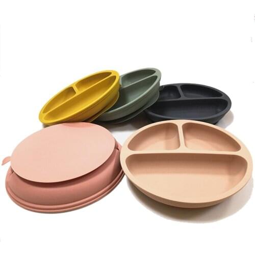 BPA Free Baby Silicone Suction Plate Kid Tableware Food Grade Silicone Non-Slip Baby Dish Infant Toddler Dinnerware