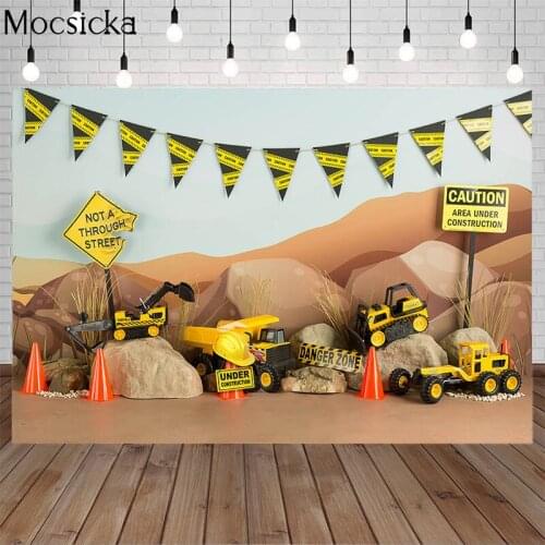 1st Birthday Photography Backdrop Construction Zone Birthday Party Baby Shower Child Decor Background Photo Studio Cake Smash
