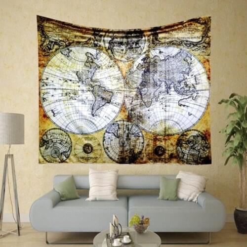 Map Tapestry Cotton Stripe Crystal Wall Hanging Graphic Customization Decoration Background Cloth Wall Mounted Towel Home Decor