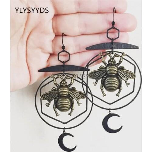 Gothic Melipona Bee Earrings Moon Dangle Witch Creativity Jewelry Fashion Gift Women Classical Halloween Creativity Novelty