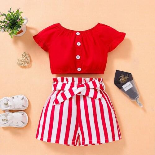Cotton Casual Summer Newborn Baby Boys Girls Outfits Suit Short Sleeve T-shirts Tops+Shorts 2Pcs Kids Girls Clothes Suit