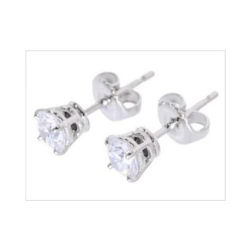 Custom Order for PT950 0.25ct 4mm Round Cut Double Claw Prong Moissanite Earrings