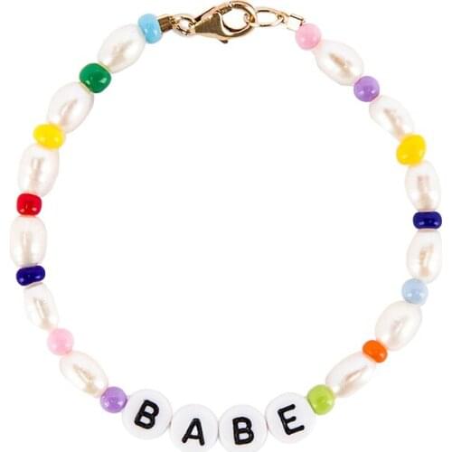 Exquisite Colorful Beads Bracelet Handmade Custom Letter Arm Accessories A Unique Gift For Friends Natural Pearls Pulsera Hombre