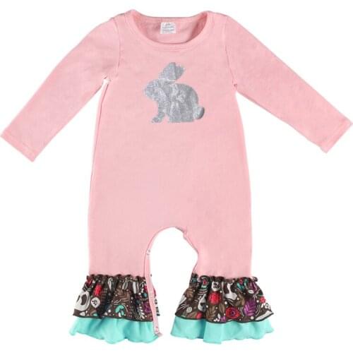 Kaiya Angel Spring Autumn Baby Clothing Rompers Printed Rabbit Pink Cute Lovely Style Long Sleeves O-Neck 5pcs a lot Wholesell
