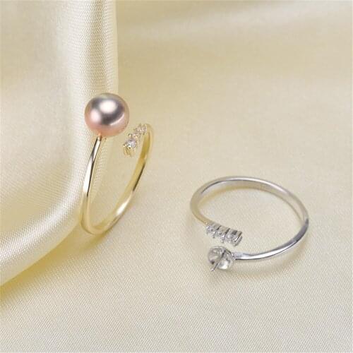 Wholesale Classic 925 Silver Ring Accessories Settings Adjustable Blank Pearl Ring Setting Base For Women Diy Jewelry Making