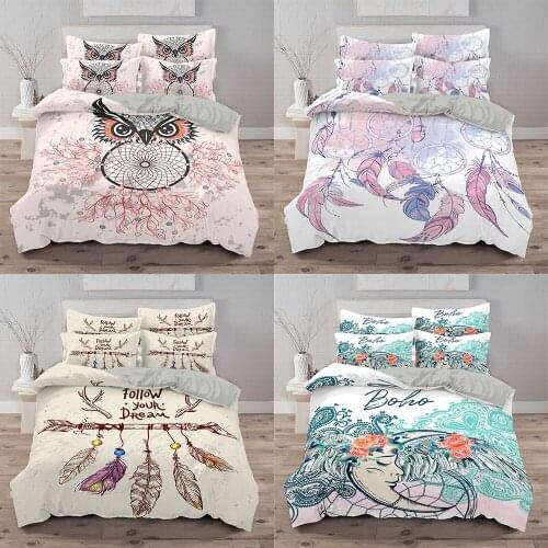 3d Dreamcatcher Bedding Set Duvet Cover Feathers Colorful Comforter Bed Cover Set De Bedclothes 2/3pcs Bed Set Queen Size